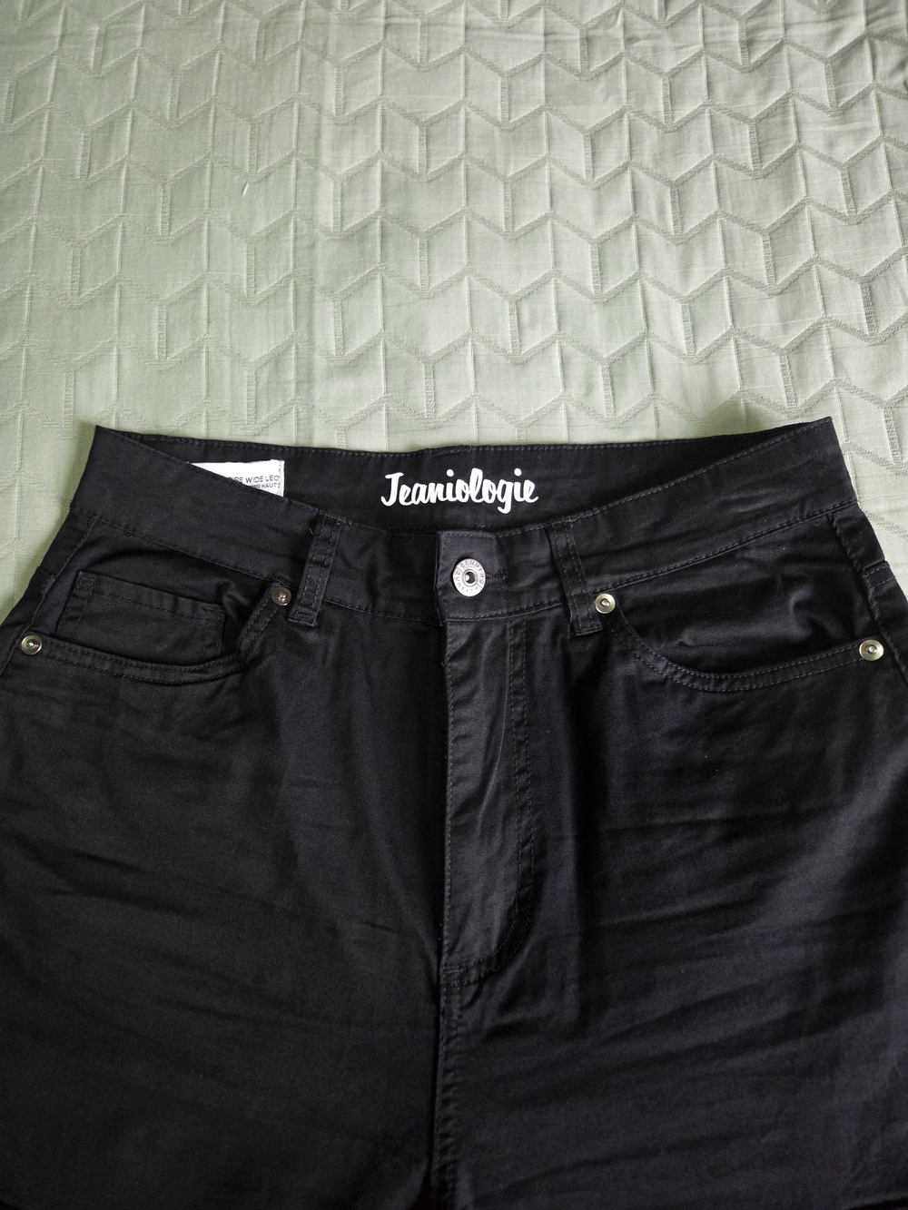 Jeaniologie Black Cargo Wide Leg Pants High Rise Size 6 Adjustable Hem Y2K - Picture 4 of 10